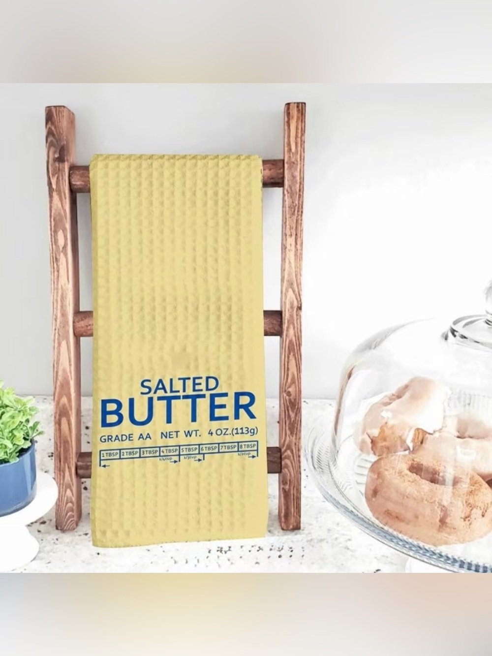 Baker’s Salted Butter Dishtowel. 18x26. Yellow & blue.